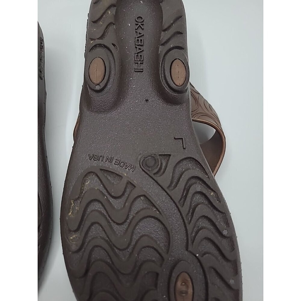 Okabashi Thong Sandals Brown Women's Size Large Made in USA - Picture 5 of 7